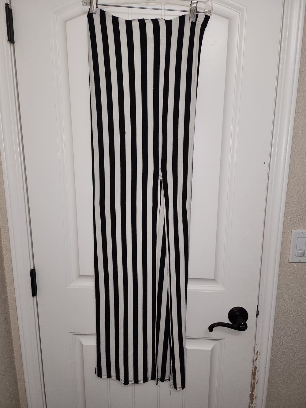 Black and White Vertical Stripe Bodycon Maxi Skirt